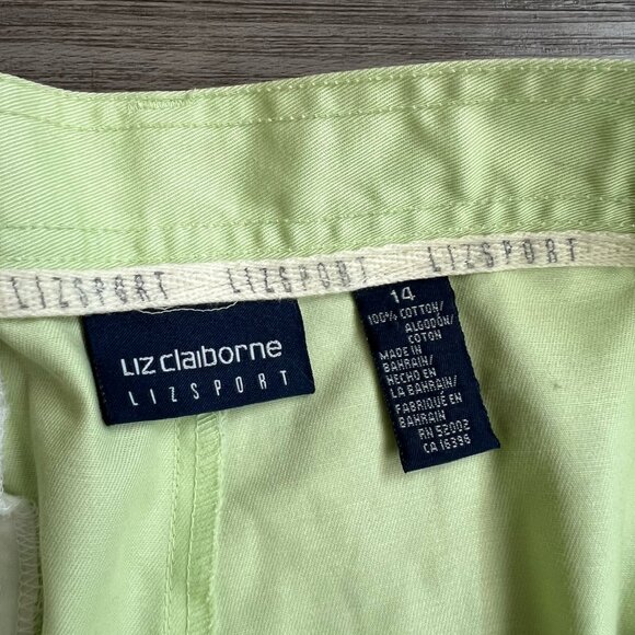 Vtg Y2K Liz Sport Key Lime Green High Waisted Camp Shorts Mom Shorts Size 14 - Picture 4 of 4